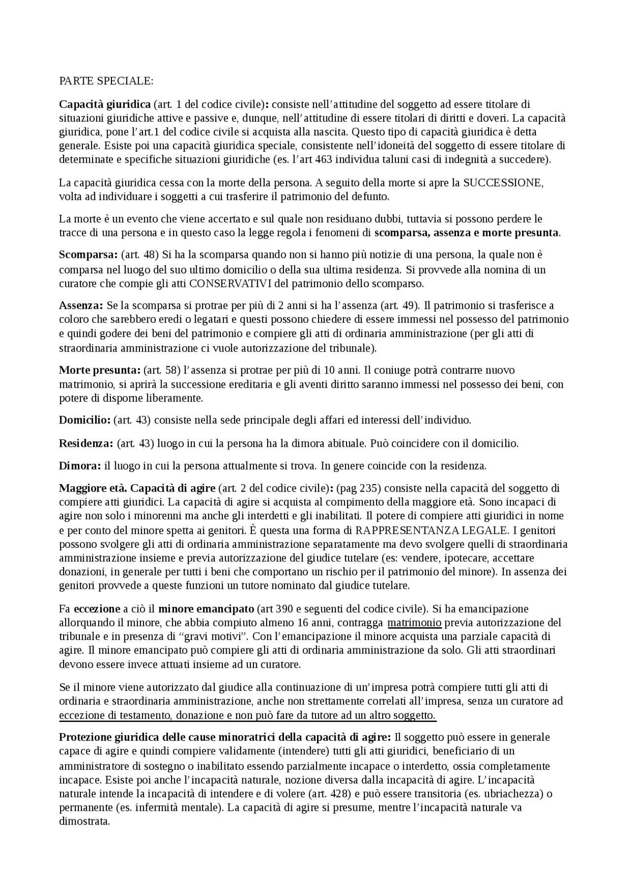 PARTE SPECIALE domande con risposte privato.doc - Docsity