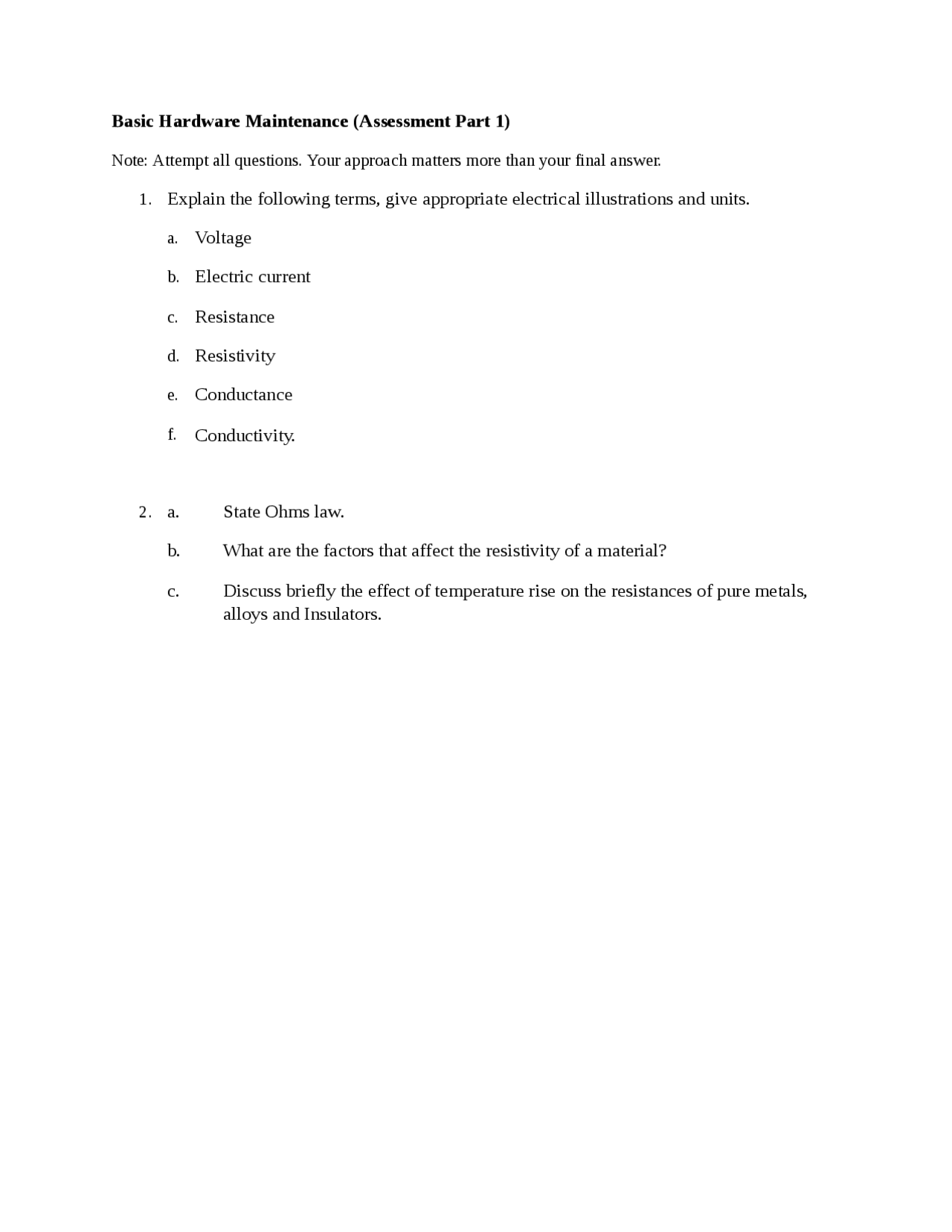 Basic hardware maintenance assignment1 - Docsity