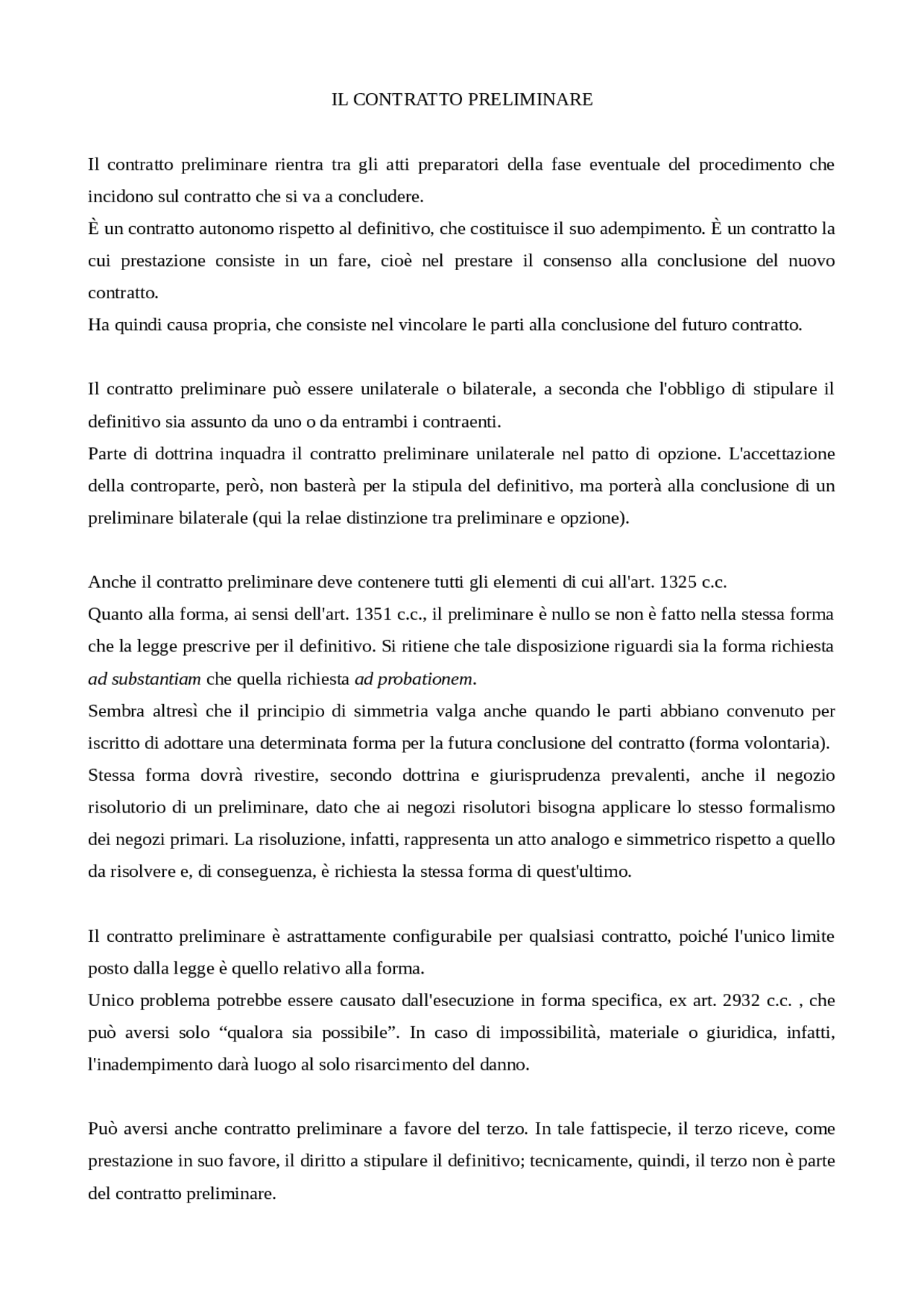 Il contratto preliminare cessione del contratto contratto per persona