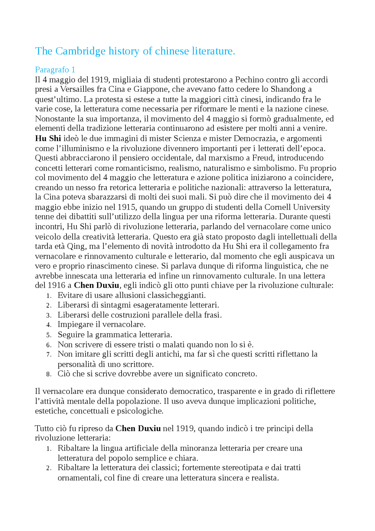 Cambridge history of chinese literature - Docsity