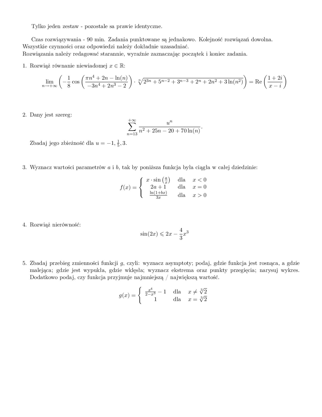 Zdania z równań zmienności funkcji Docsity