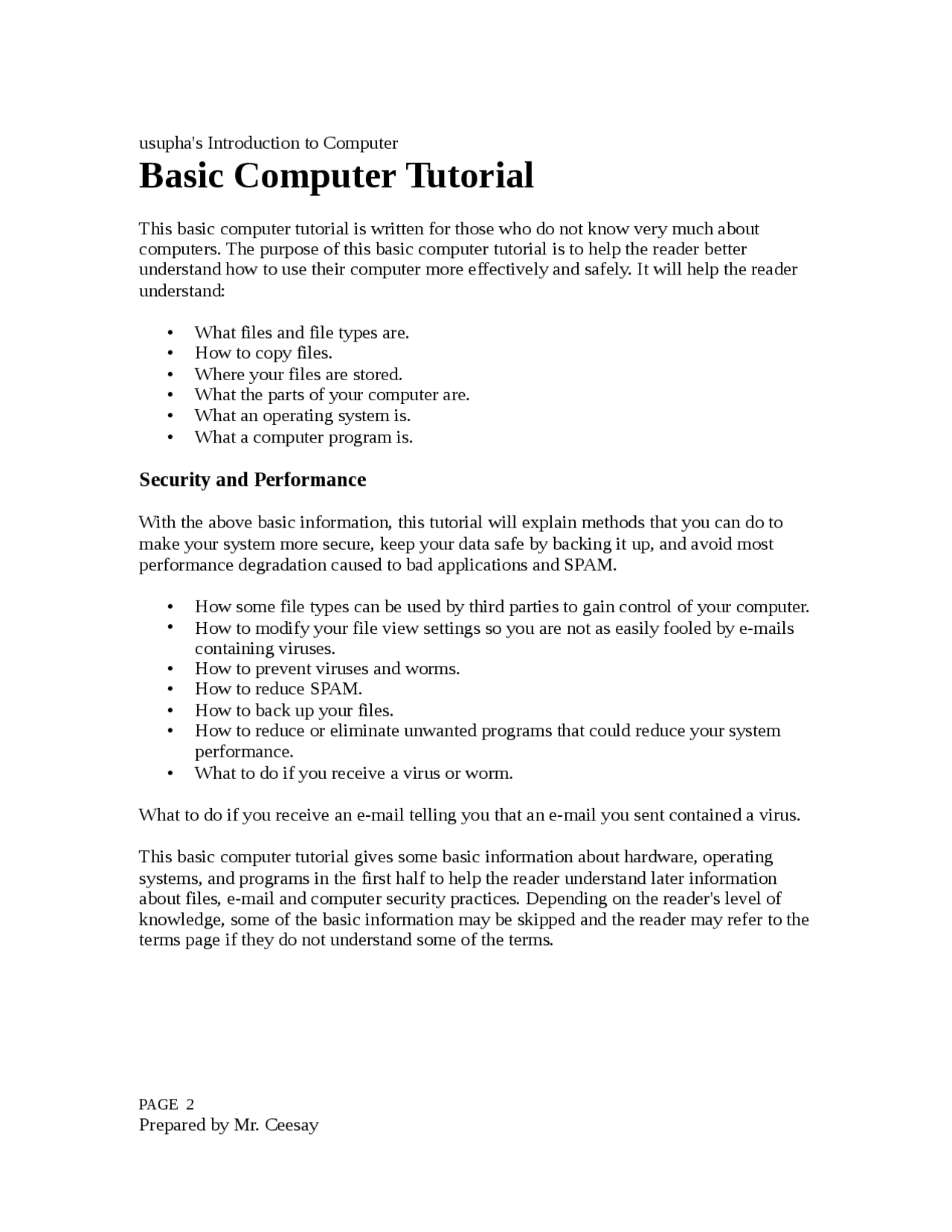 Basic computer tutorial - Docsity