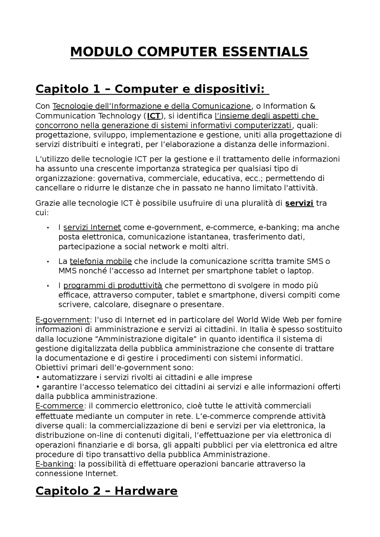 Ecdl, modulo computer essentials - Docsity