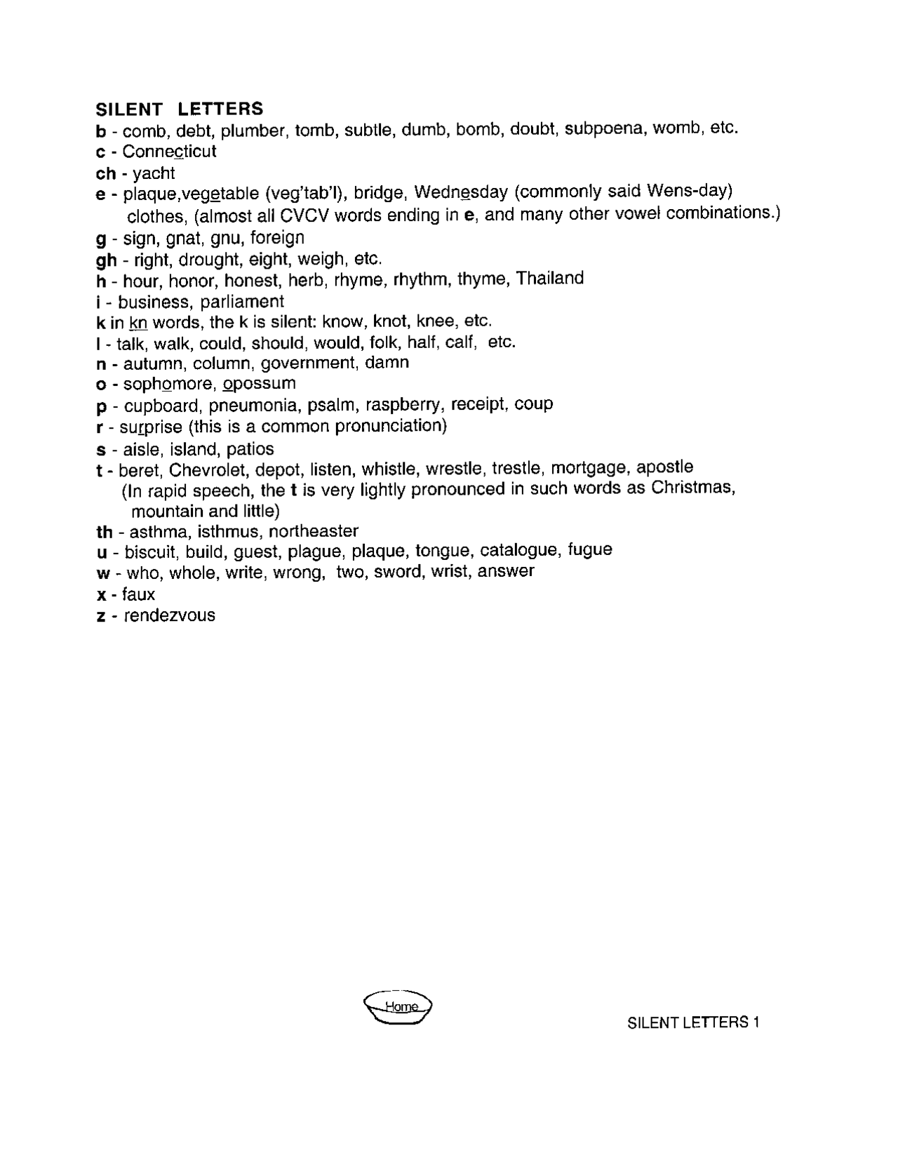 Silent letters - Docsity
