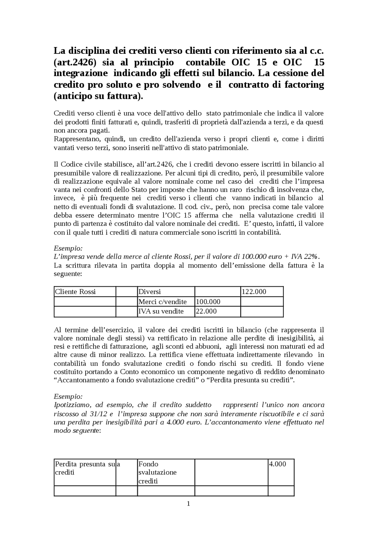 La disciplina dei crediti verso clienti. La cessione del credito pro soluto e pro solvendo Docsity La disciplina dei crediti verso clienti. La cessione del credito pro soluto e pro solvendo Docsity