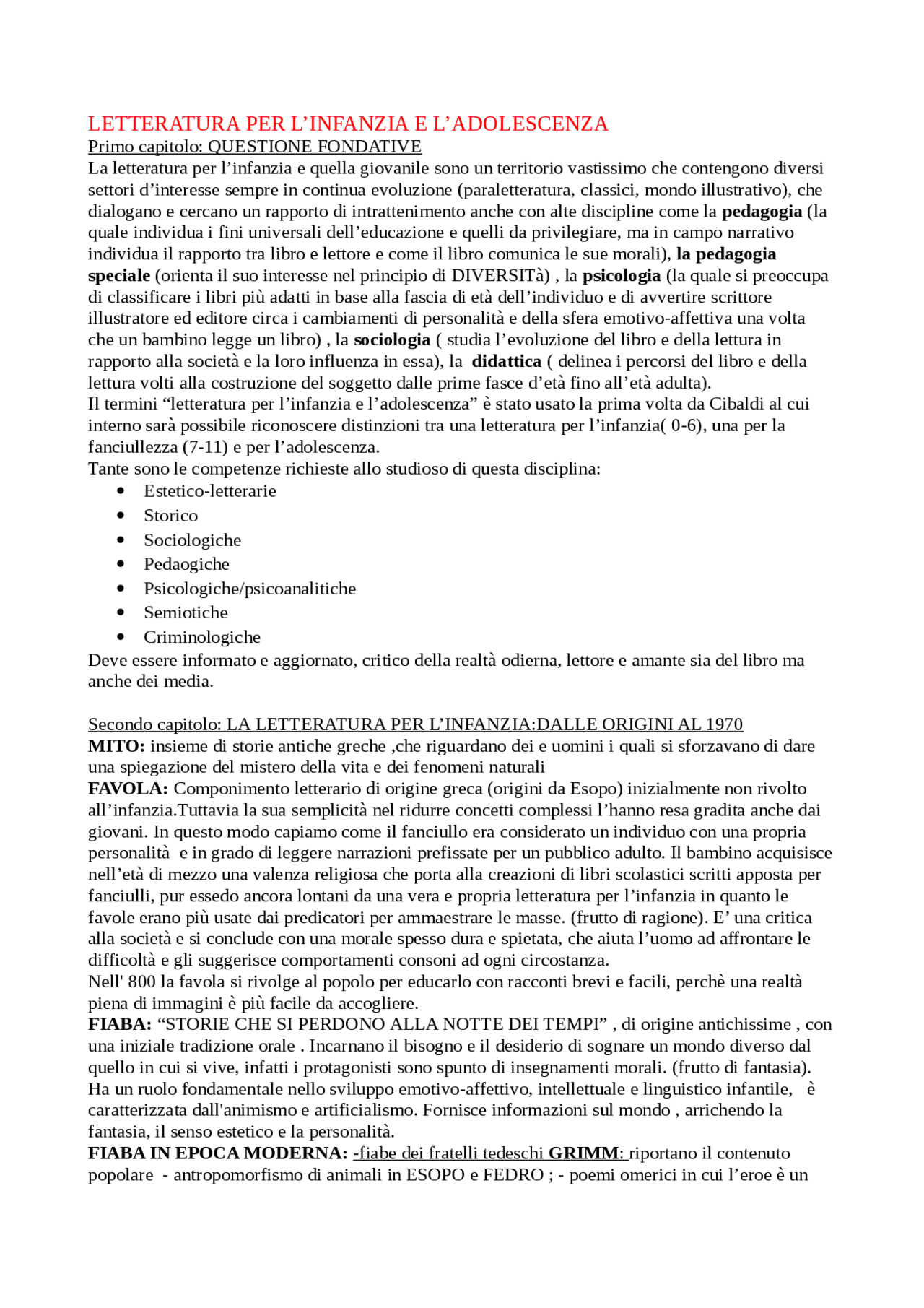 Letteratura per l'infanzia e l'adolescenza Docsity Letteratura per l'infanzia e l'adolescenza Docsity