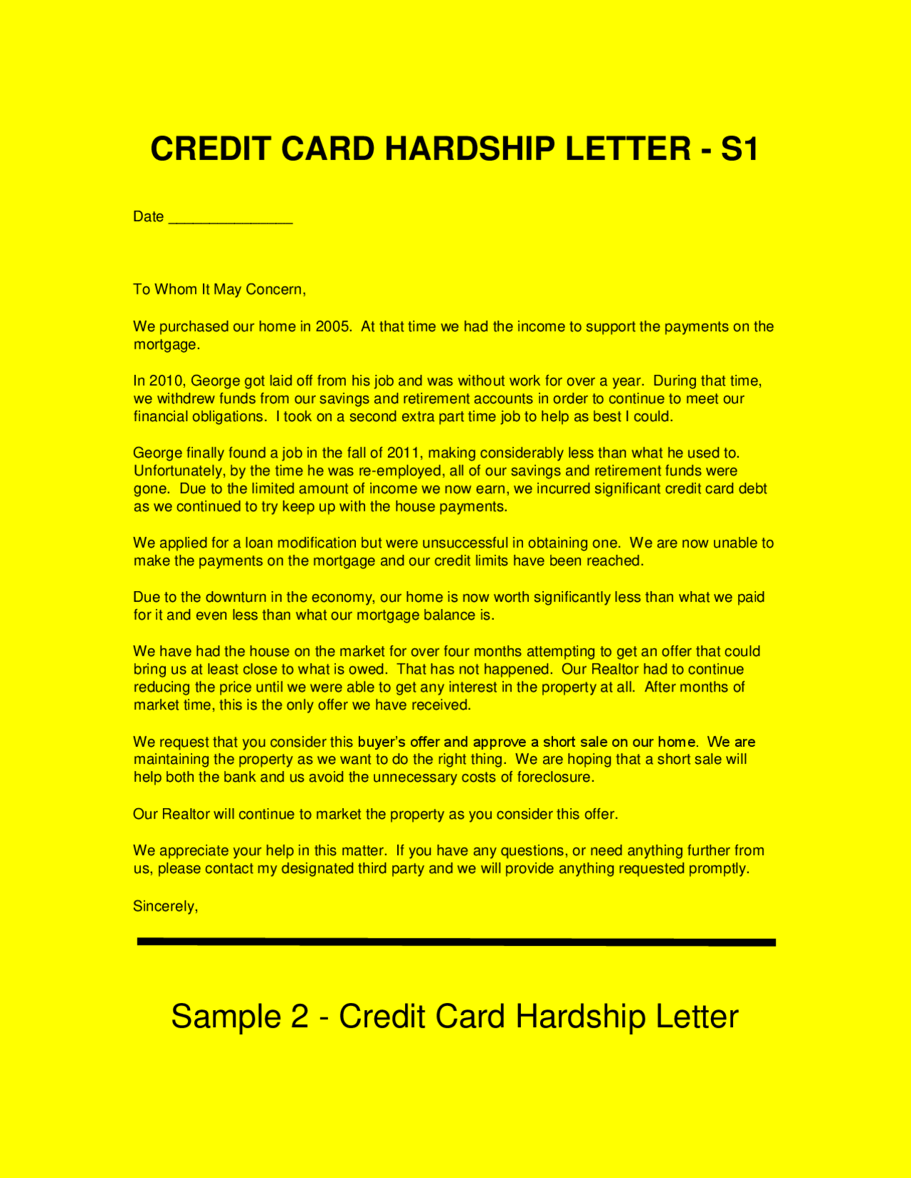 Sample hardship letters get out of credit card debt Docsity