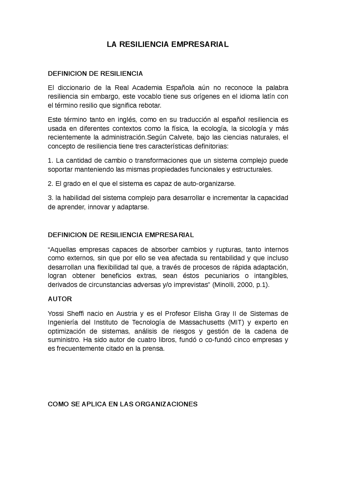 La resiliencia empresarial - Docsity
