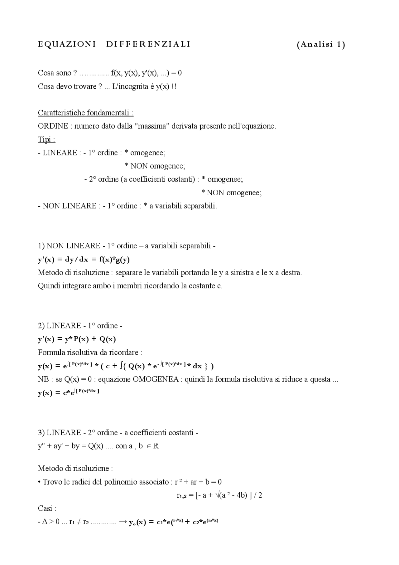 Equazioni Differenziali Docsity Equazioni Differenziali Docsity