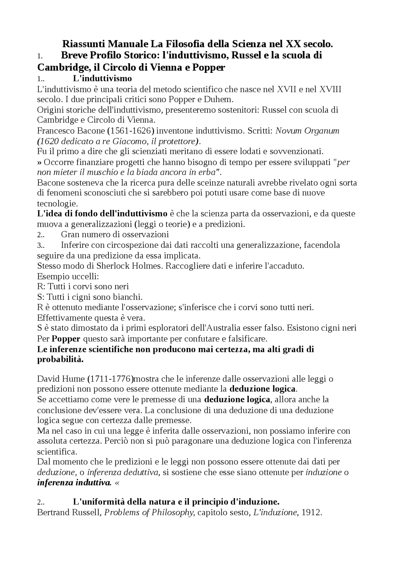 La Filosofia Della Scienza - Cruciverba