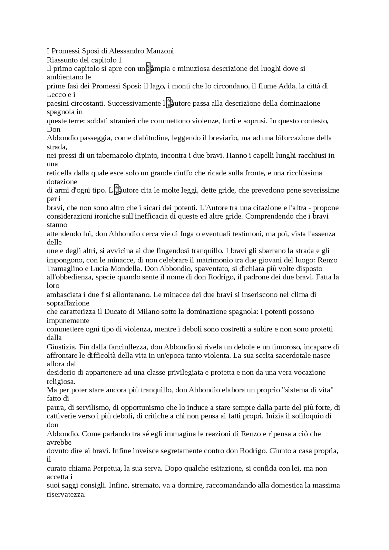riassunti per capitoli promessi sposi