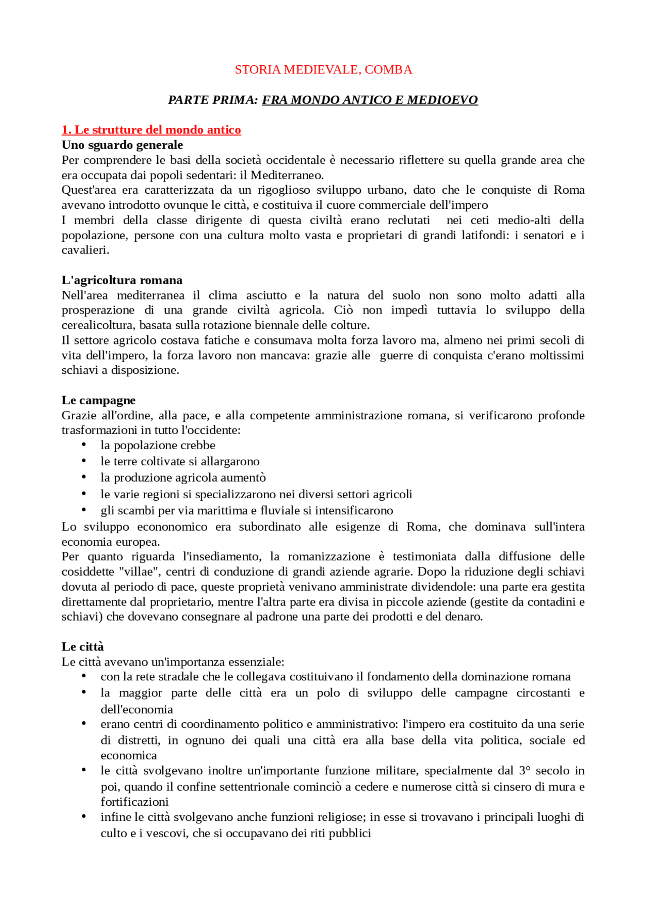 Riassunto Storia Medievale, Rinaldo Comba | Sintesi del corso di Storia ...