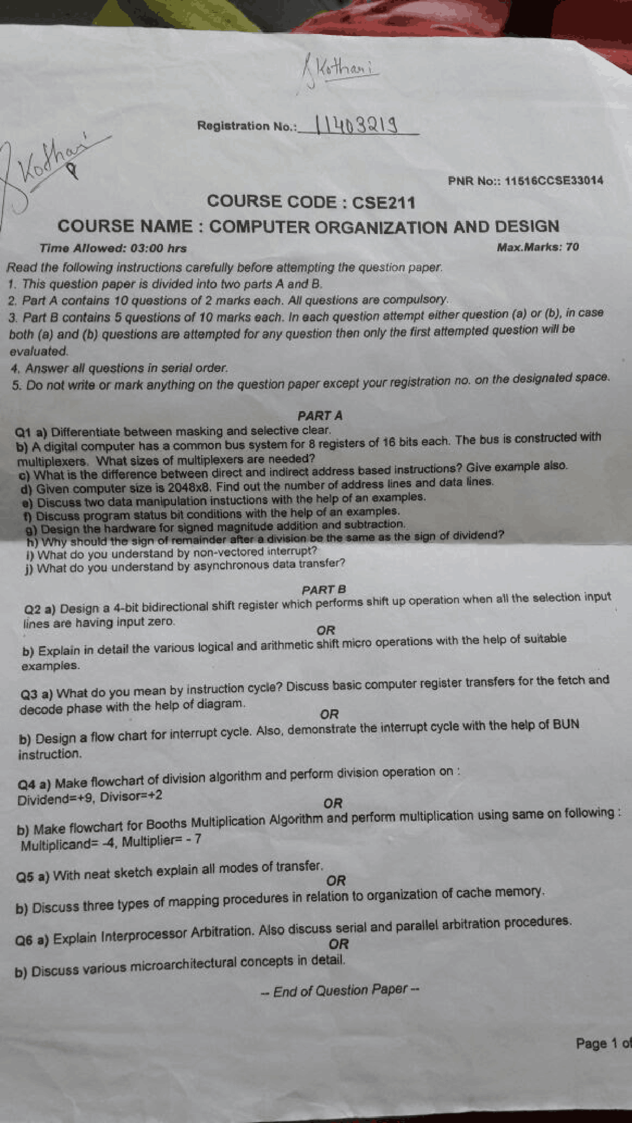 LPU-2014 COD Paper for practise - Docsity
