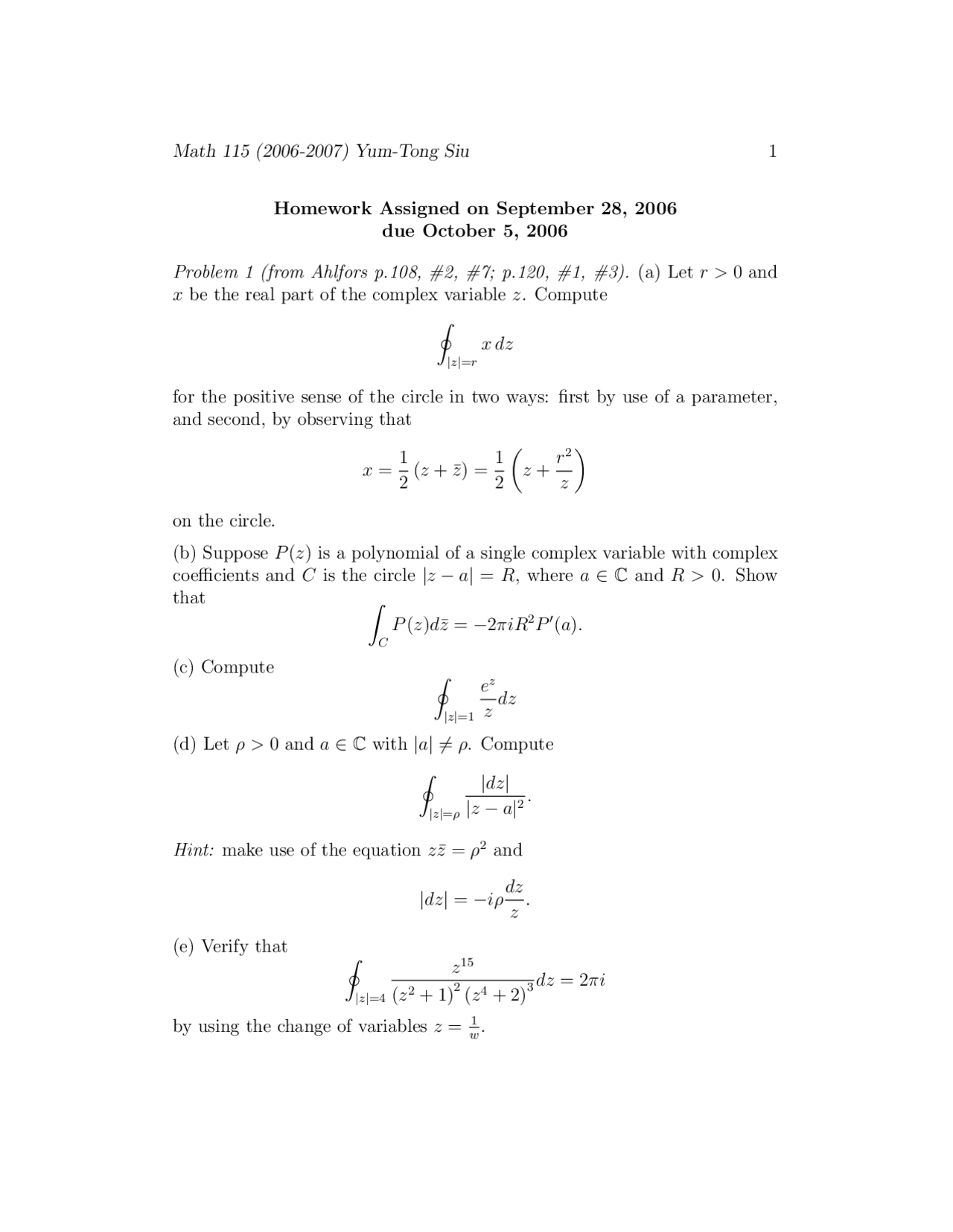 Math 115 Methods of Analysis and Applications Docsity