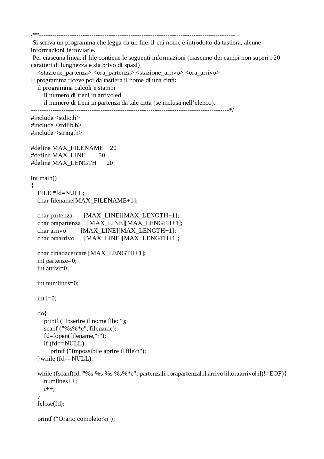 Matrici Informatica Informatica I esercizi matrici linguaggio C polito - Docsity
