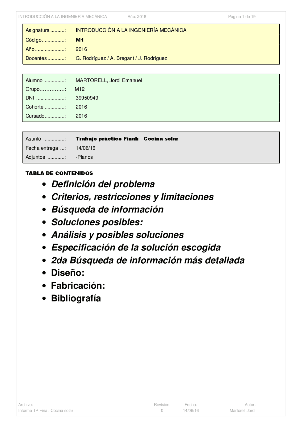 Proyecto cocina solar - Docsity