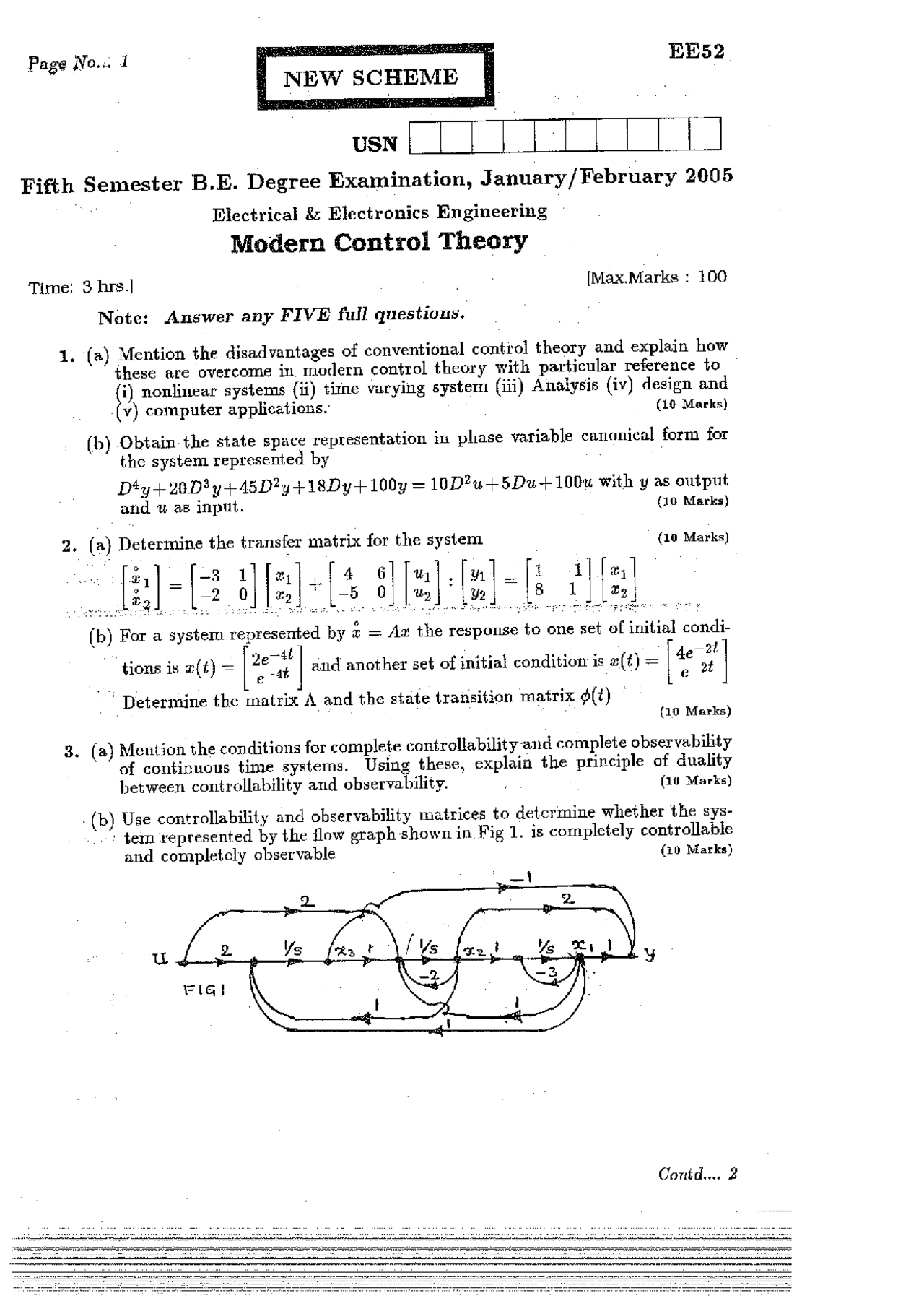 Modern Control Theory question Papers Study notes Advanced Control