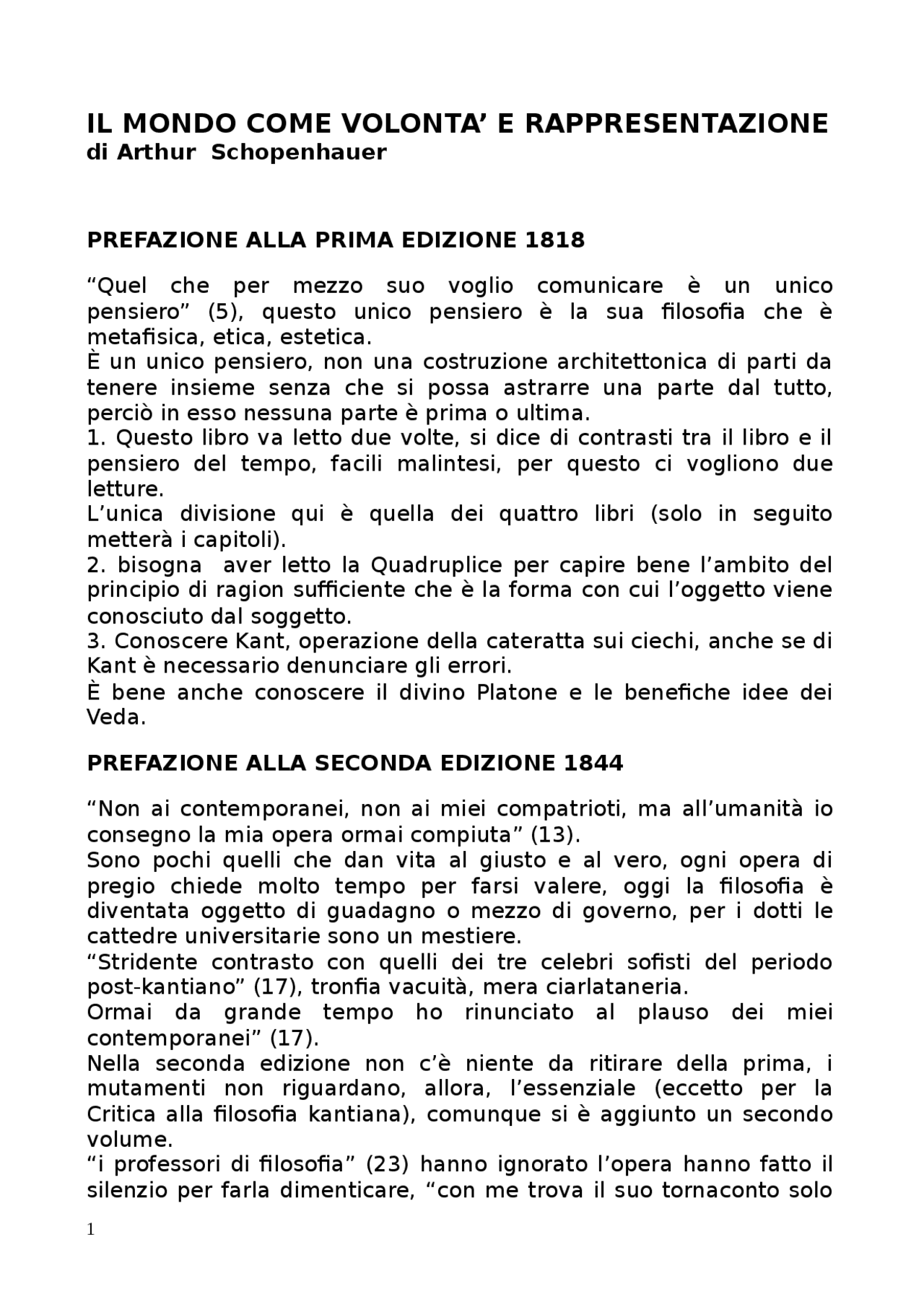 Il mondo come volontà e rappresentazione Docsity Il mondo come volontà e rappresentazione Docsity