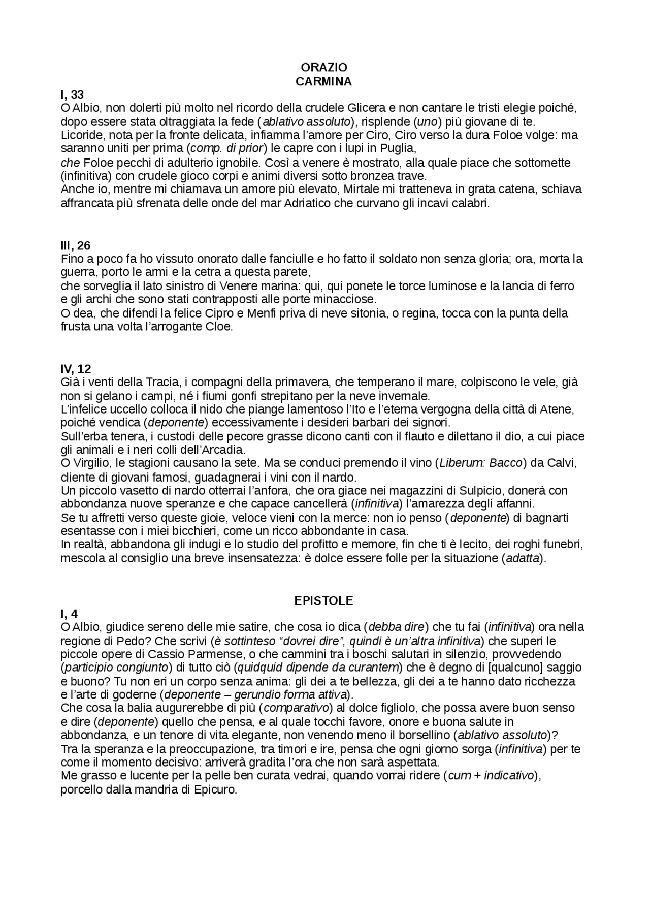 Traduzione testi latini Docsity