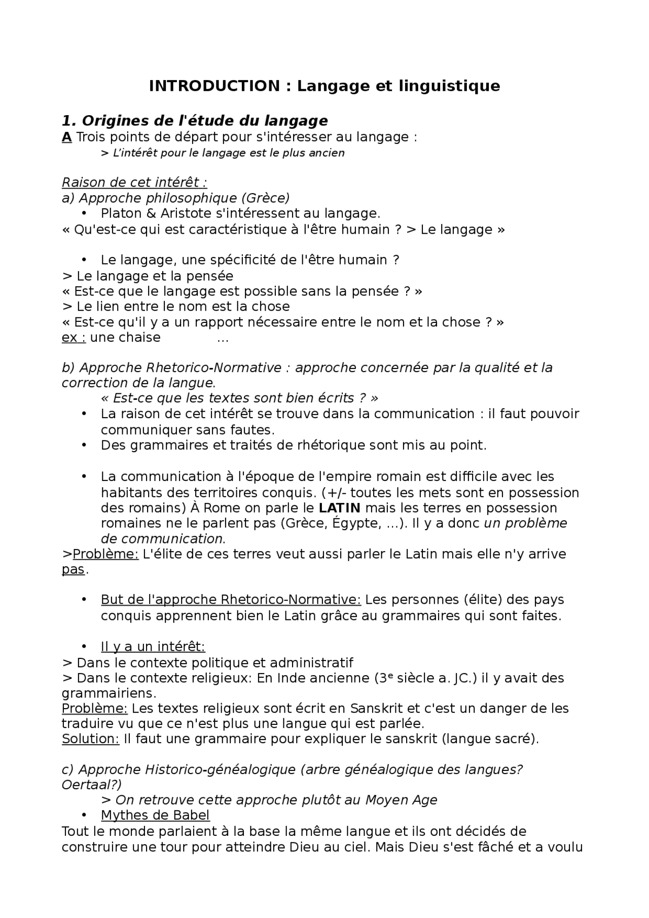 Introduction A La Grammaire Et A La Linguistique Du Francais Docsity
