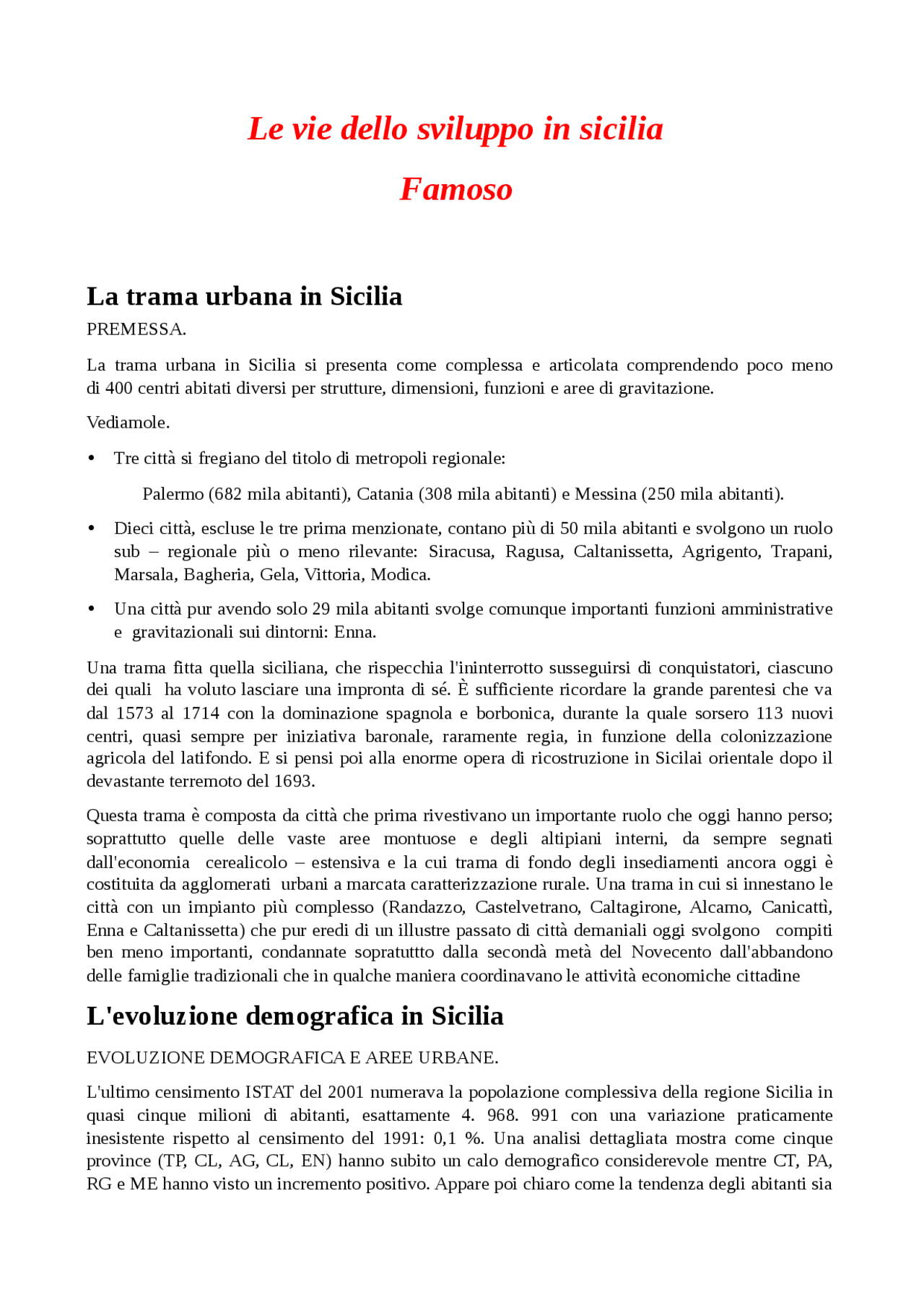 Le Vie Dello Sviluppo In Sicilia Docsity