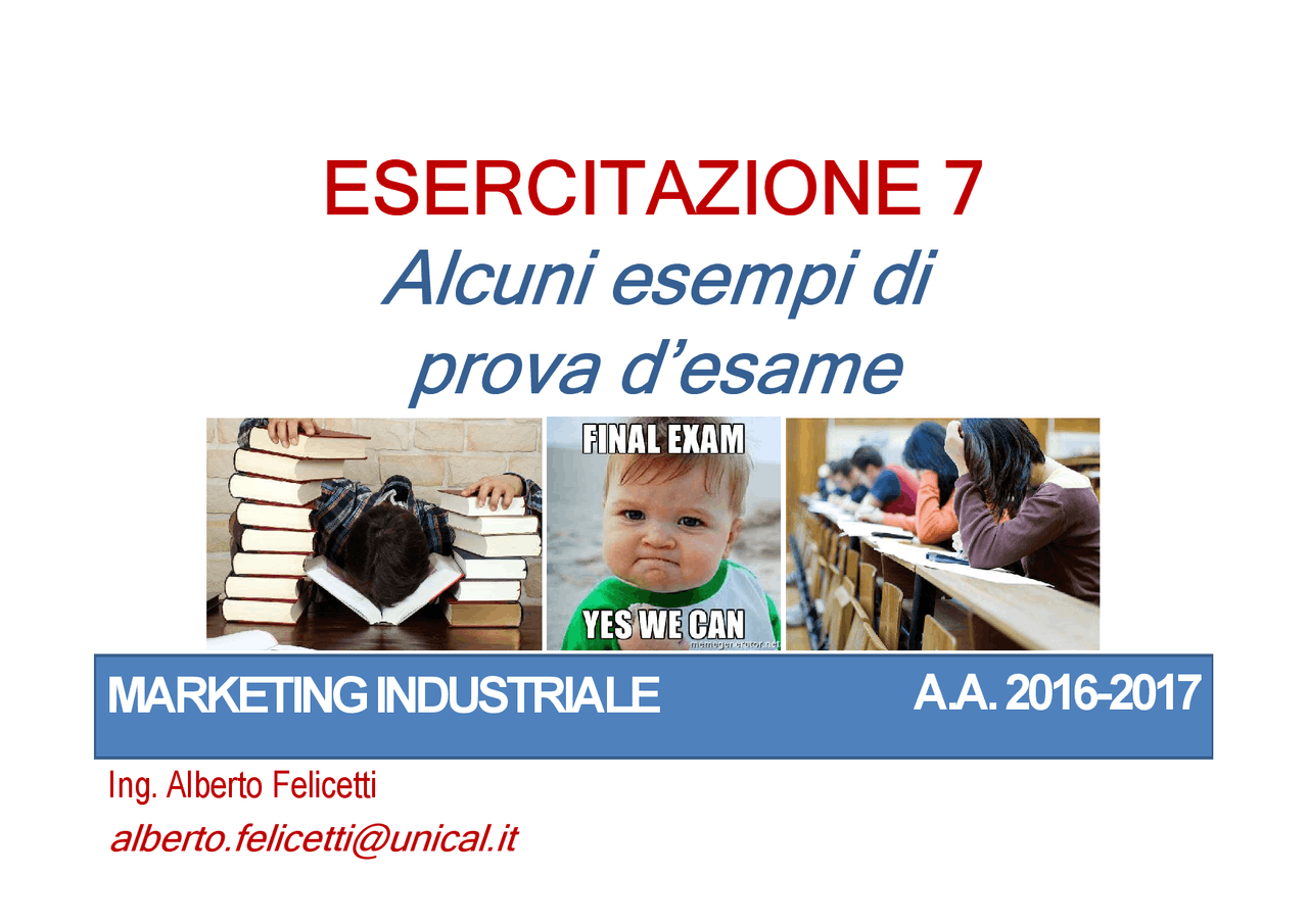 Esercitazione 7 - Web Marketing - Docsity