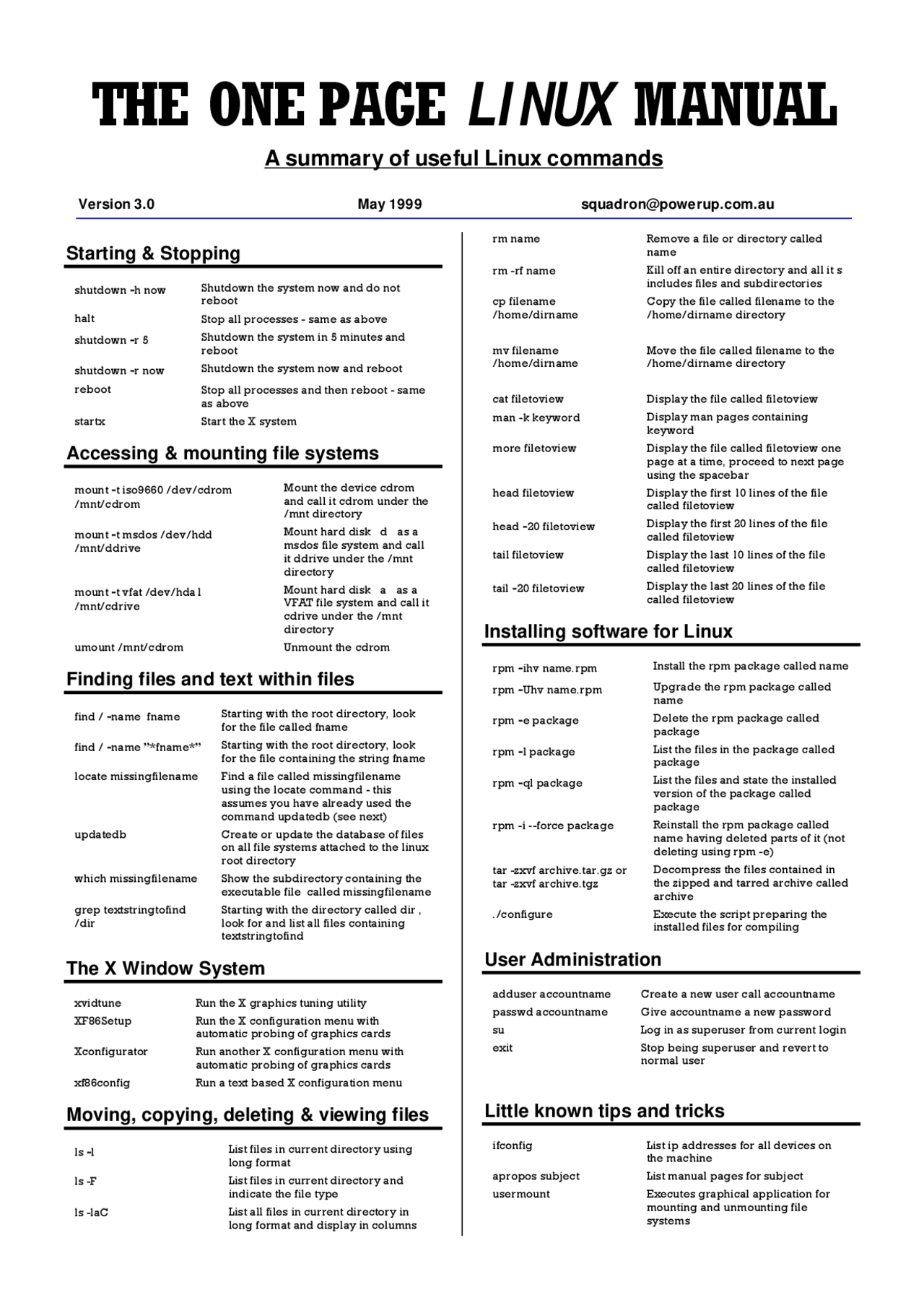 The One Page Linux Manual - Docsity