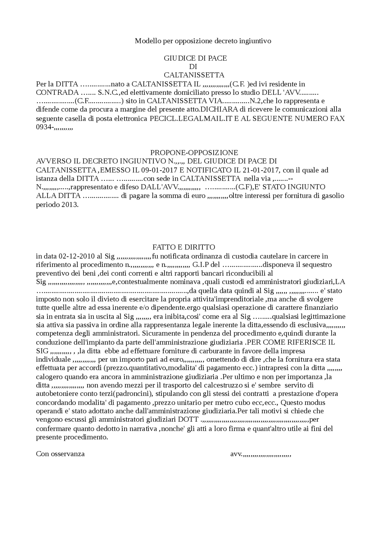 Modello Opposizione Decreto Ingiuntivo Docsity modello-opposizione-decreto-ingiuntivo-docsity