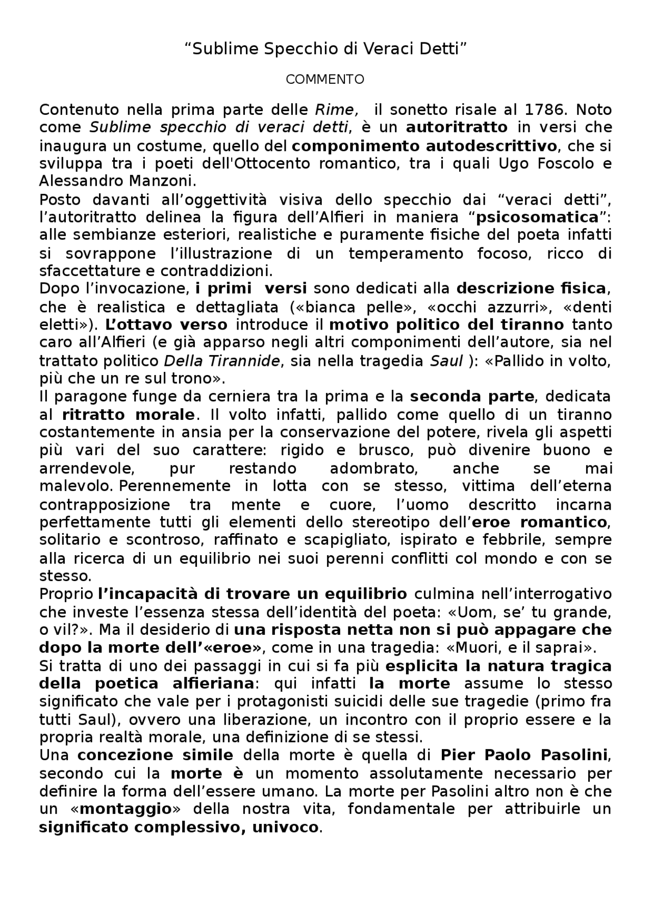 Commento Sublime Specchio di Veraci Detti Appunti di Letteratura Docsity Commento Sublime Specchio di Veraci Detti Appunti di Letteratura Docsity