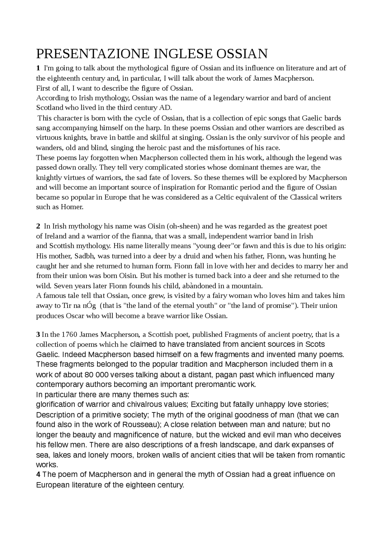 Ossian, James Macpherson Docsity