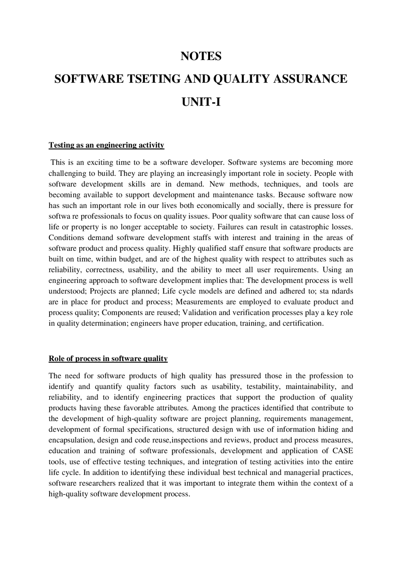 Software testing notes - Docsity