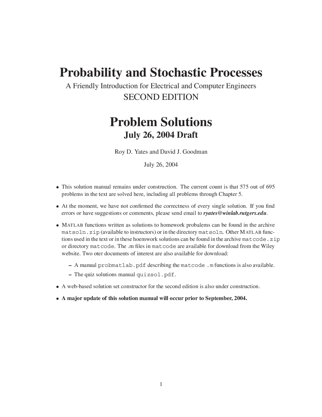 Probability and Stochastic Processes - Docsity