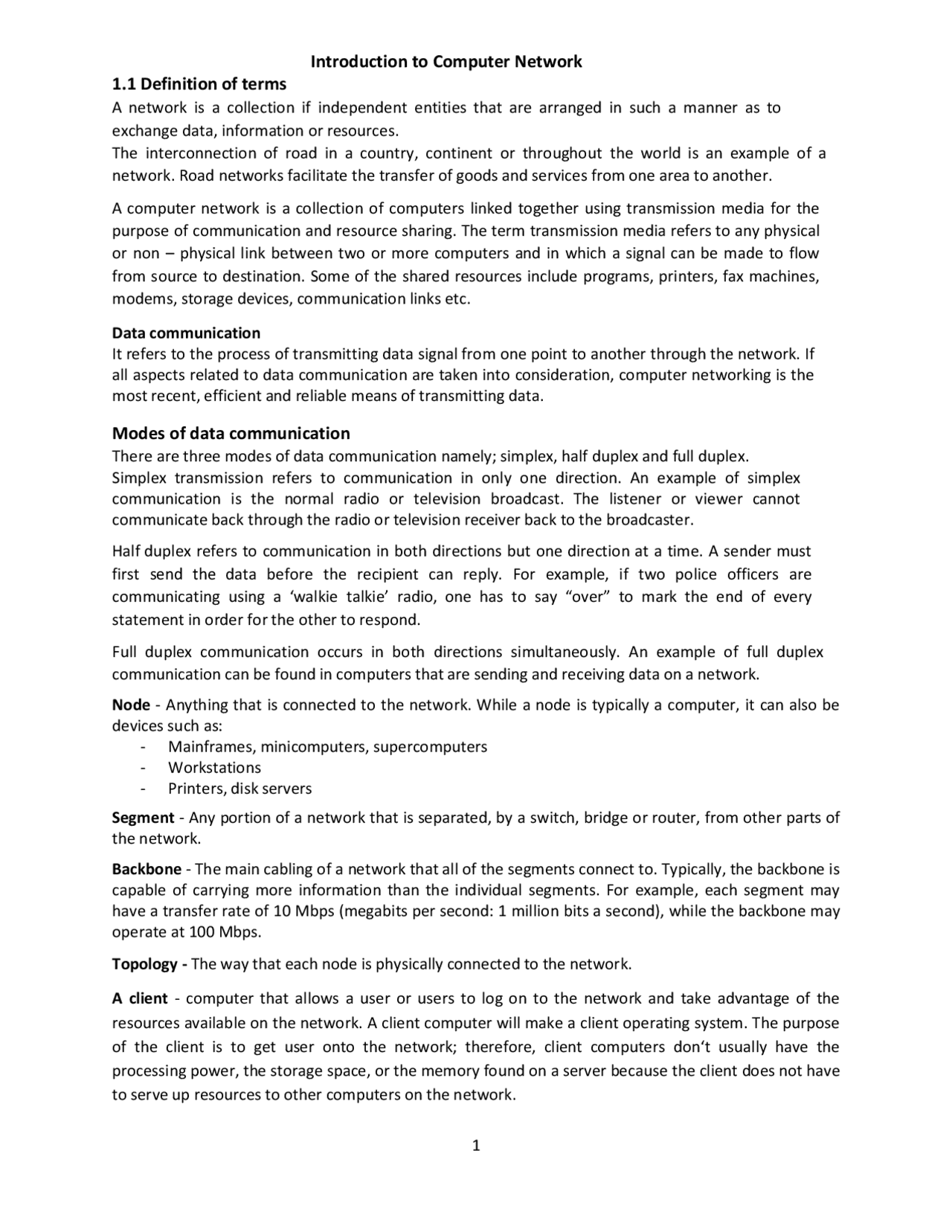 Introduction to Computer Network | Thesis Network Design | Docsity