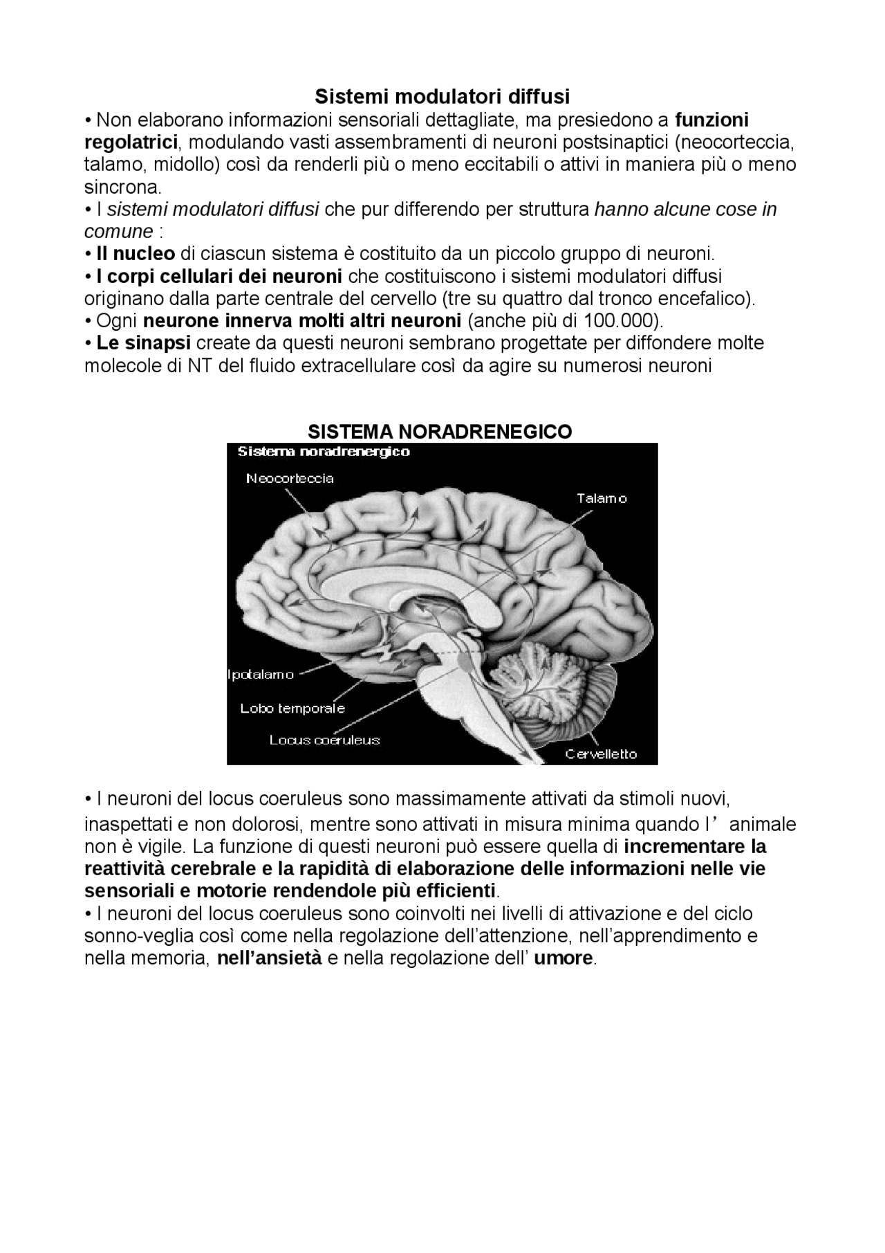 Sistemi modulatori e malattie mentali - Docsity