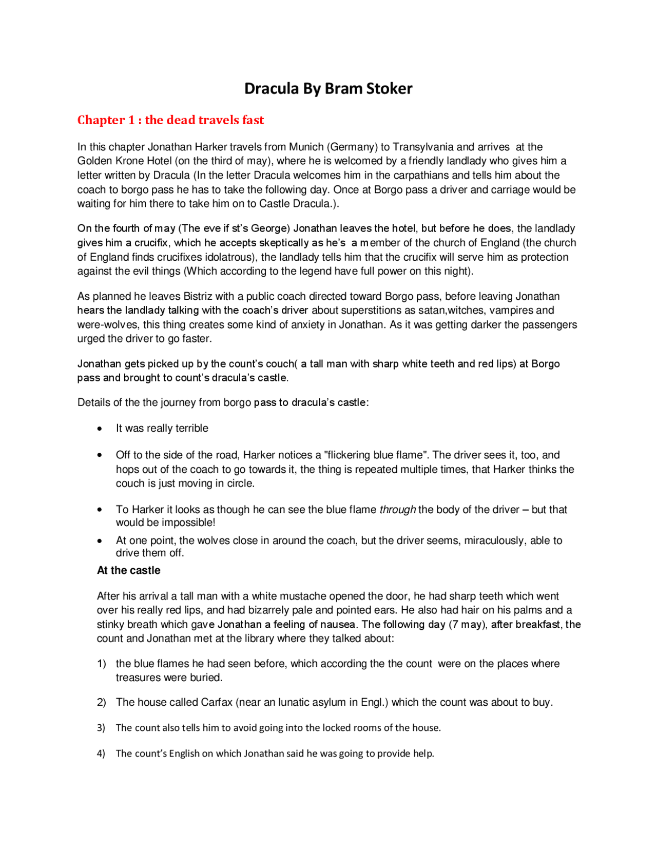 Dracula by Bram Stoker Full summary Docsity