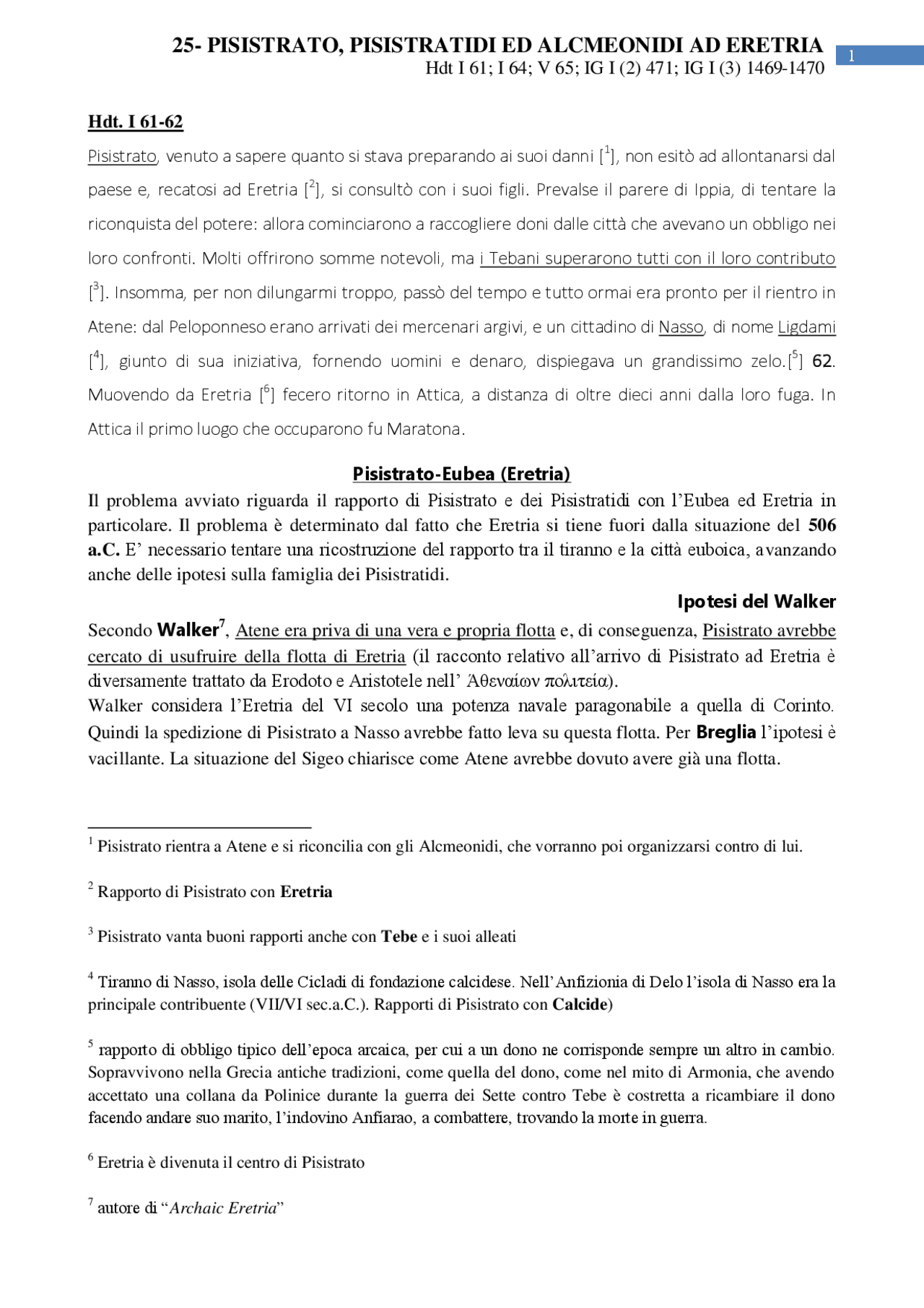 Pisistrato, Pisistratidi e Alcmeonidi ad Eretria Docsity