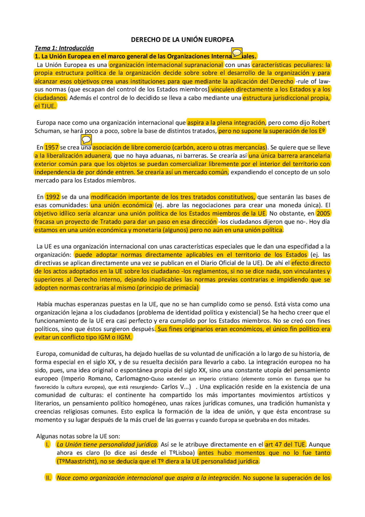 Derecho de la union europea - Docsity