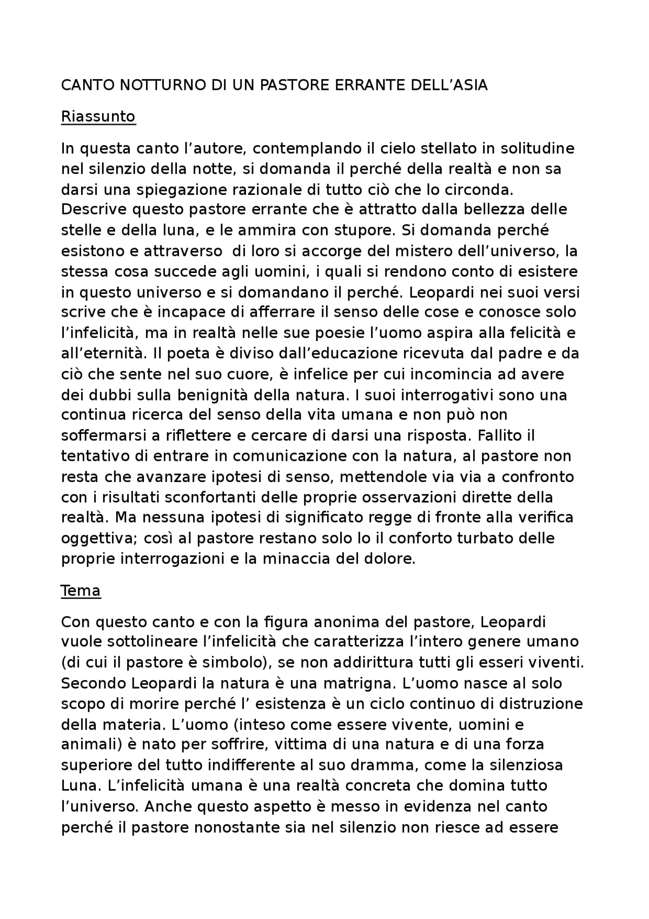 Canto Notturno Di Un Pastore Errante Dell Asia Spiegazione