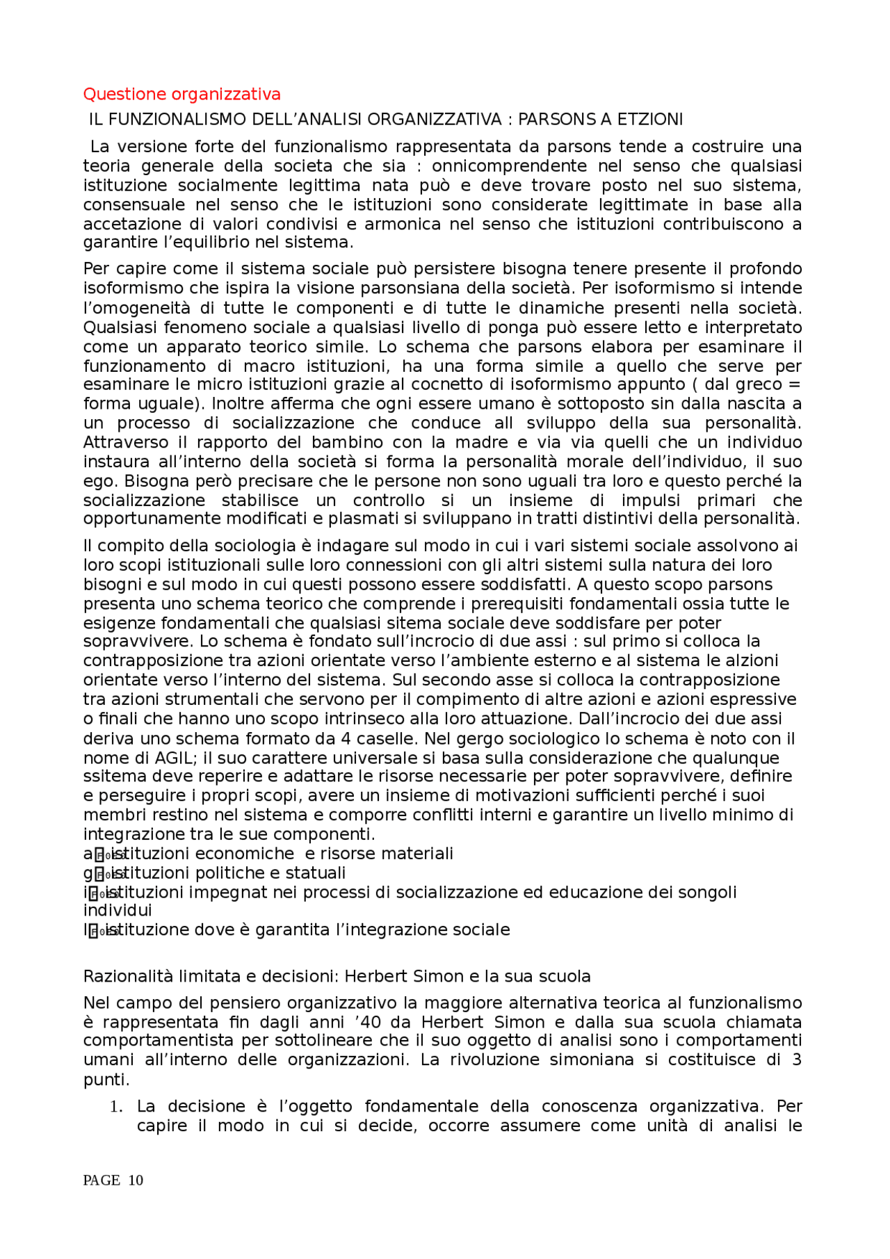 La questione organizzativa - Docsity