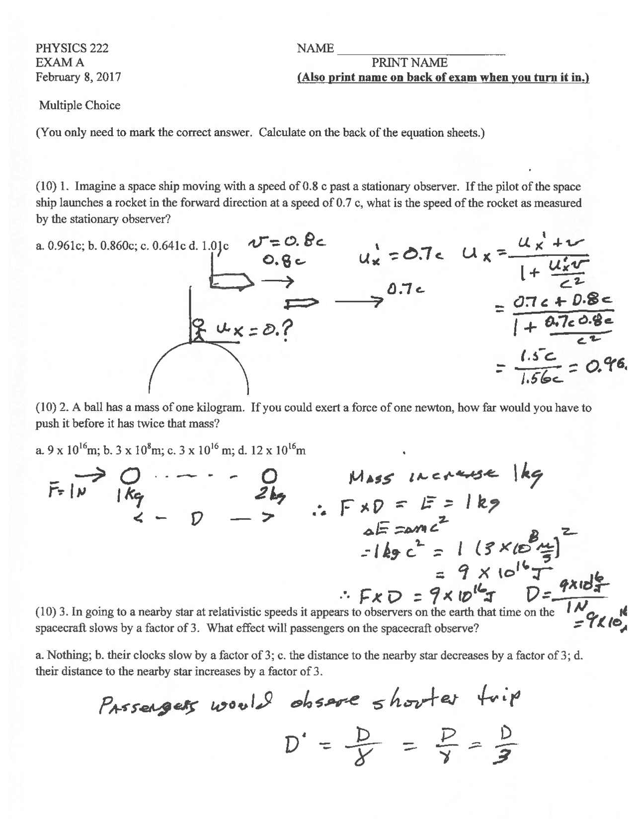 Sus Physics Questions Exam 1 Questions with Solutions - Modern Physics for Engineering | PHYS ...