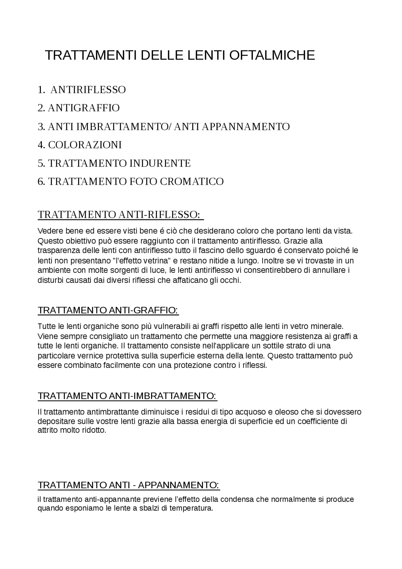 Ottica: lenti oftalmiche - Docsity