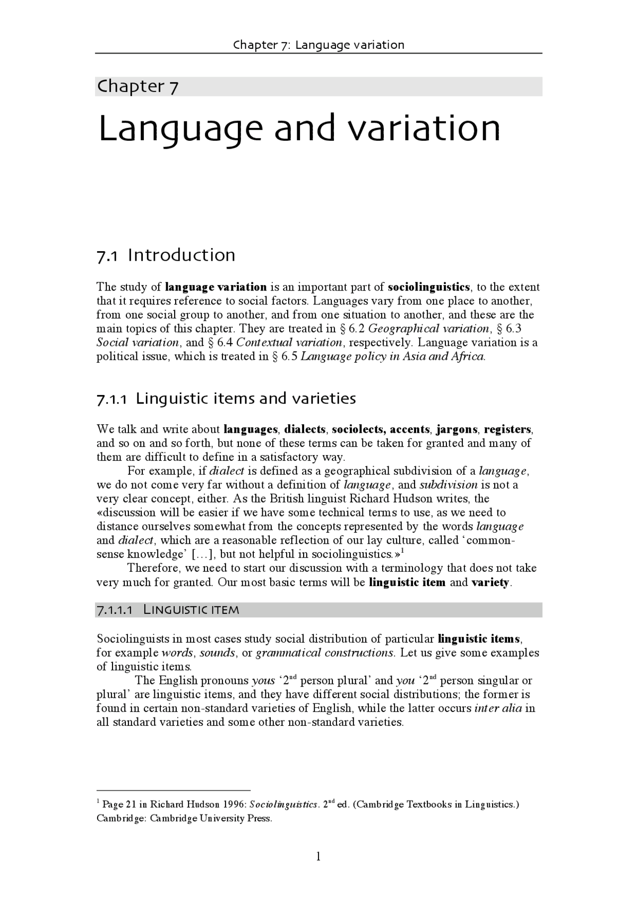 Language and variation - Docsity