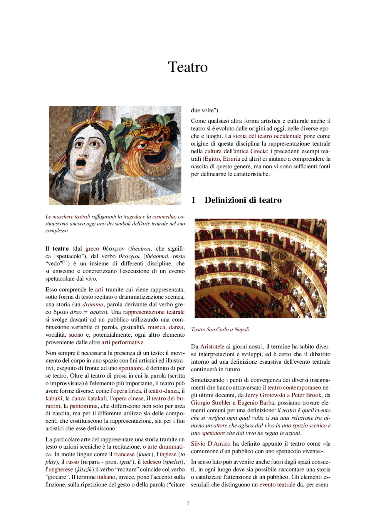 Storia del teatro e dello spettacolo Docsity