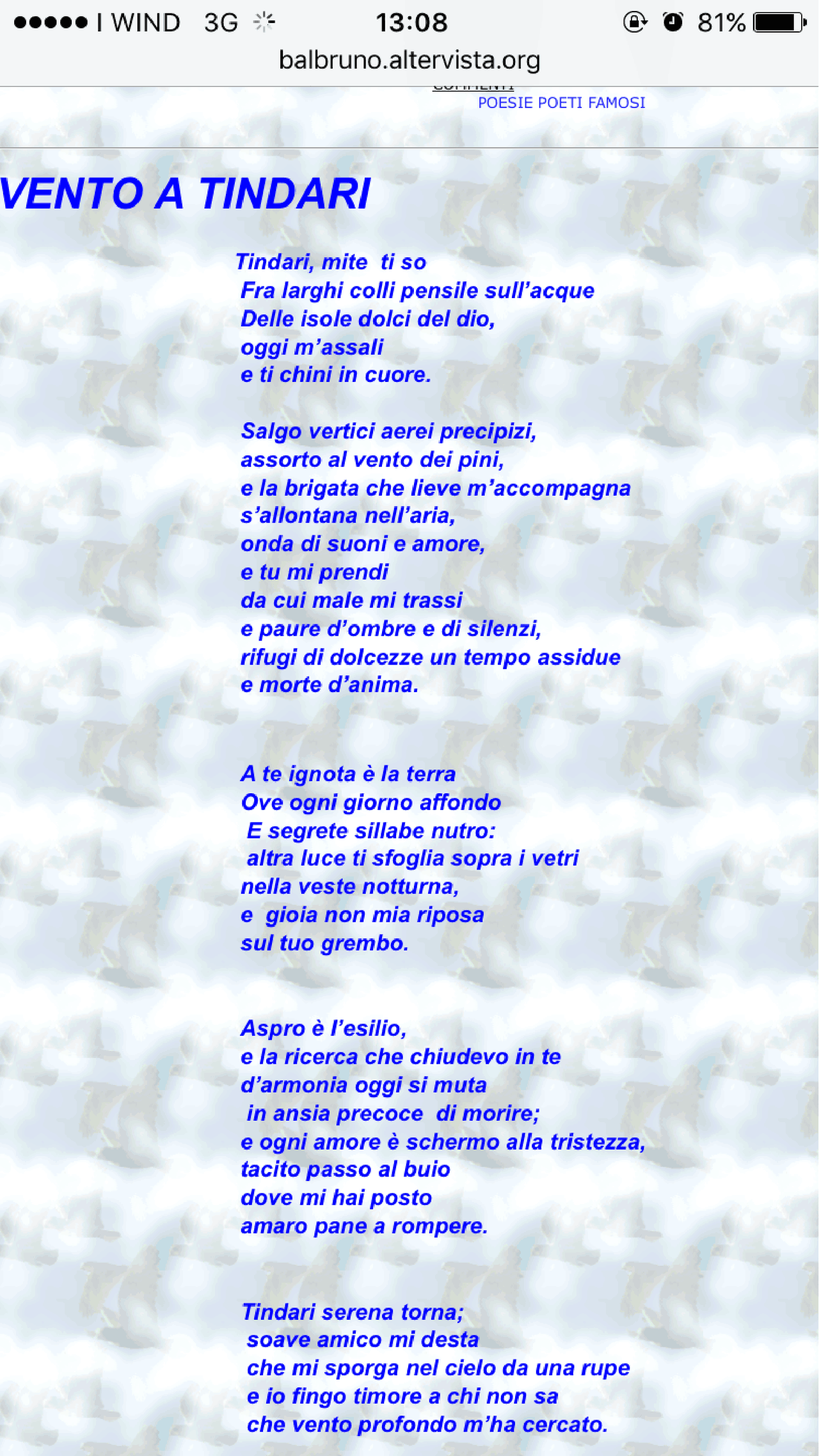 parafrasi di alle fronde dei salici