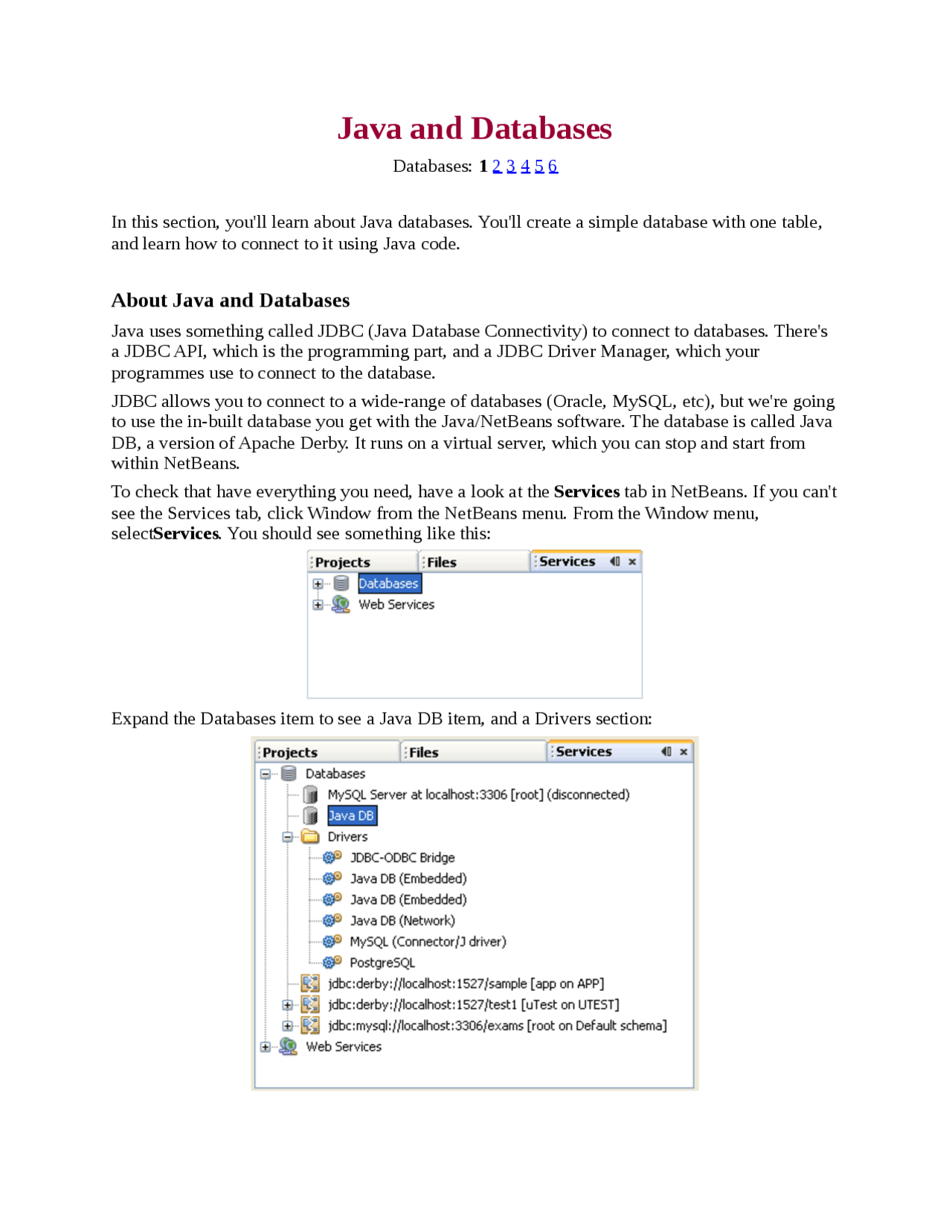 Java Database In Netbeans - Docsity