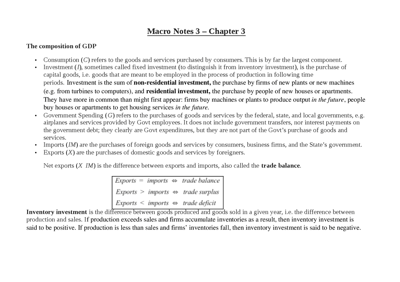 Macroeconomics Determinants Of Output Study Notes Macroeconomics Macroeconomics Determinants Of Output Study Notes Macroeconomics