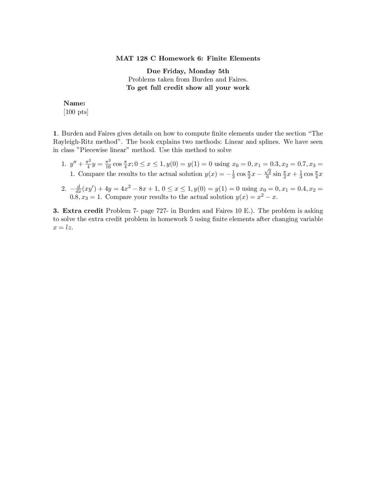 Numerical method of finite element method - Docsity