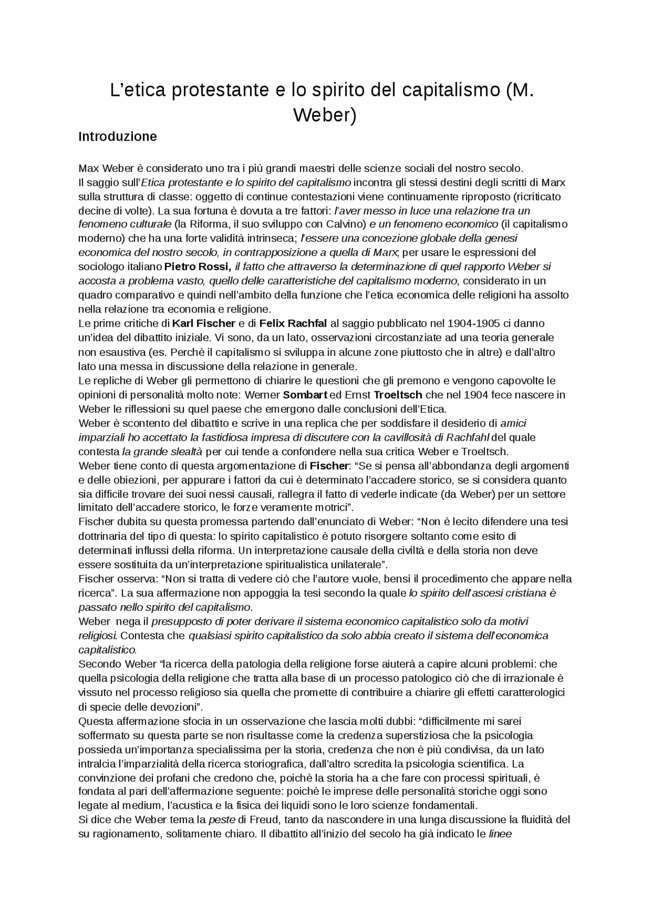 etica protestante e spirito del capitalismo