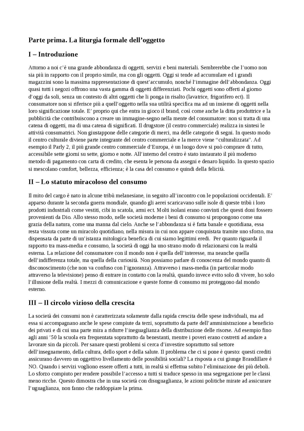 La Societ Dei Consumi Baudrillard Riassunto Sintesi Del Corso Di 