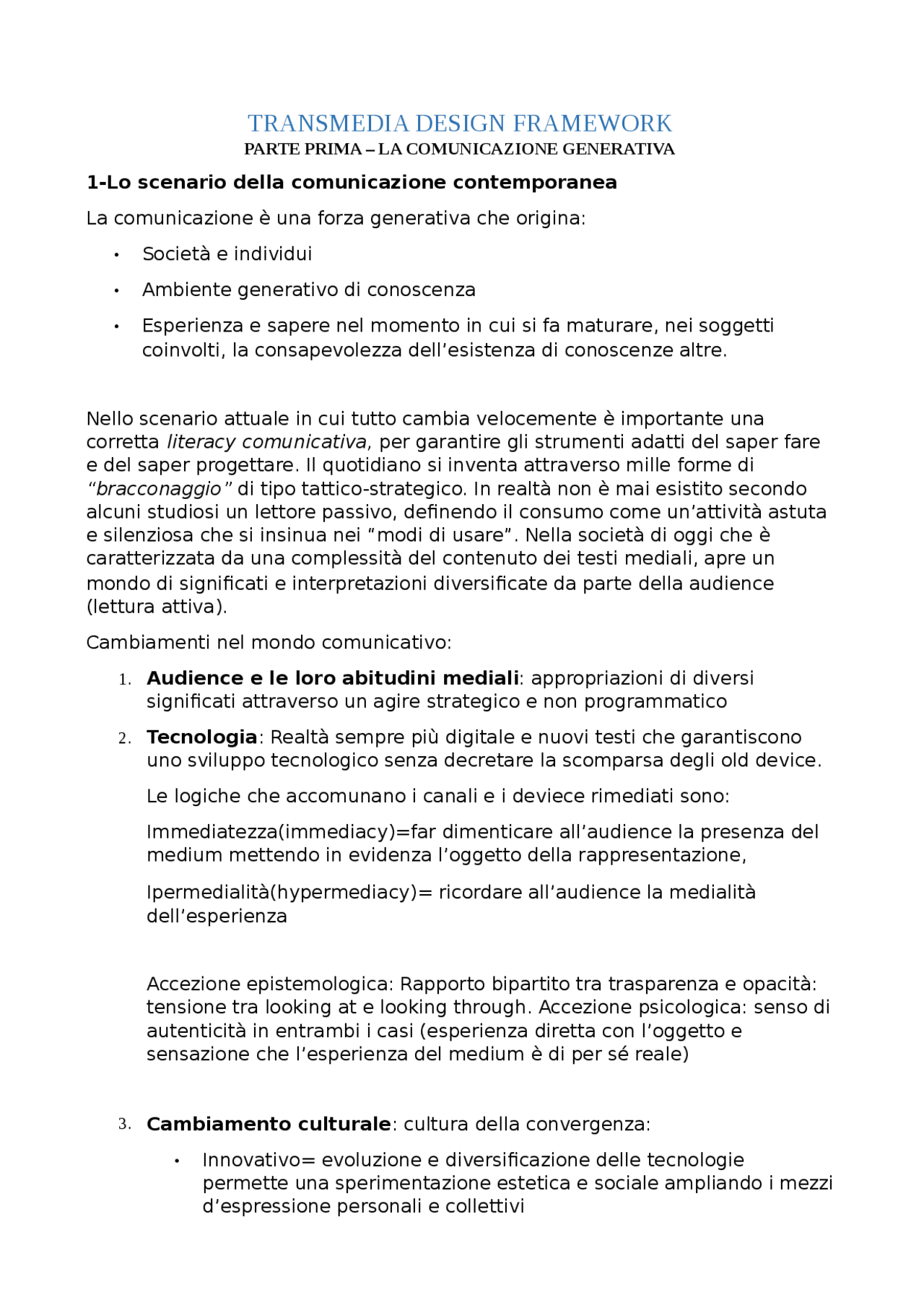Transmedia design framework - Docsity